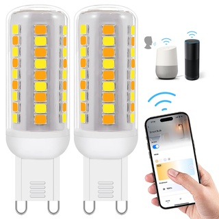 Wi-Fi Smart G9 LED Lampen,Kompatibel mit Alexa /Google Home,AC 230V Stufenlos Dimmbar,2700K-6500K,Helligkeit einstellbar 1%-100%,0.4-4W,40LM-400LM,Timer Funktion G9 Intelligent LED Glühbirne,2er Pack