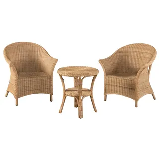 Casa Padrino Luxus Bambus Gartenmöbel Set Naturfarben - 2 Bambus Garten Stühle & 1 Bambus Garten Tisch - Bambus Möbel - Garten Möbel - Luxus Möbel