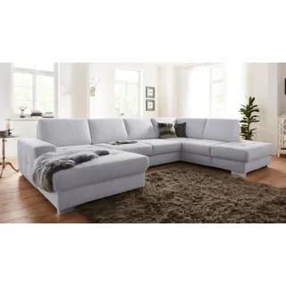 sit&more Wohnlandschaft SIT & MORE "Santorini U-Form", silber, B:340cm H:82cm T:224cm, Luxus-Microfaser ALTARA NUBUCK (100% Polyester) / Struktur (100% Polyester);Flachgewebe (100% Polyester) / Struktur (100% Polyester), Sofas, Wohnlandschaft, mit Federkern und 