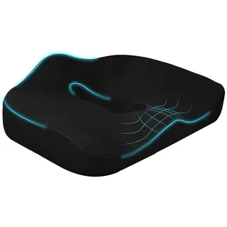 MC Star Sitzkissen Orthopädisches Sitzkissen Ergonomisches Sitzkissen für Bürostuhl, Auto & Co., Steißbeinkissen aus Memory Schaum für Steißbein, Ischiasz schwarz