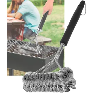 Grillbürste für Gussrost, Grill Bürste mit Extra Langer Wärmedämmung Griff, Drah