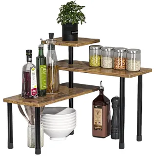 Agger Eckregal Verstellbar Eckregal Küche Organizer Küchenregal Klein Eckregal Küche, für Esszimmer Küchen Badezimmer Schlafzimmer braun