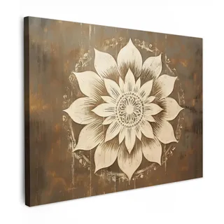 OnlyWow© Outdoor Poster 80x60 cm Gartendeko Wetterfest Wanddeko Terrasse Leinwandbilder Aesthetic Deko Außenbereich Wandbilder Modern Draußen Mandala - Blumen - Vintage - Weiß