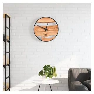furnicato Uhr Rustikale Wanduhr 35 x 4,5 cm Braun mit Eisen und Massivholz (Leise Zeitanzeige mit Quarzwerk als Wanddeko für das Schlafzimmer) braun
