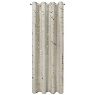 Eurofirany Vorhang Elegante, blickdichte Vorhänge aus Samt mit Glanzdruck, Ösen, Kräuselband Ösen Tunnelzug Polyester 140x250 140x270 cm beige|braun 140 cm x 250 cm