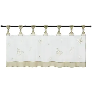 Joyswahl Scheibengardine (1 St), Schlaufen, transparent, mit Schmetterling-Stickerei für Küchenschränke Bistrogardine weiß 90 cm x 30 cm