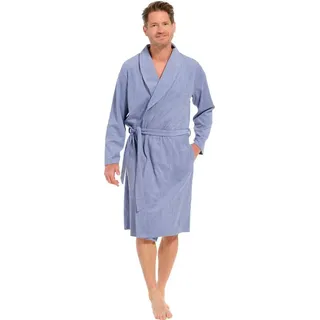 Pastunette Herrenbademantel Herren Frottee Morgenmantel klassisch, Midi, Baumwollmischung, Schalkragen, Gürtel, leichte Frottee Qualität blau 3XL / 58