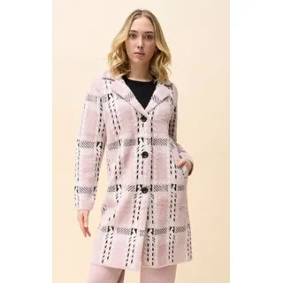 Passioni Strickmantel Mittellang mit Karo-Muster rosa S