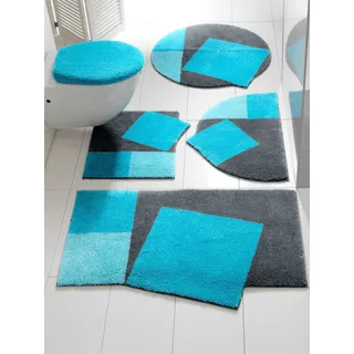 Badematte GRUND Gr. 6, blau (türkis, grau), rund ( Ø 90cm), 1 Stk., Badematten, Badematte