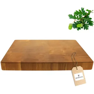 HOFMEISTER® Hackblock Butcherblock Schneidebrett Eiche - aus geöltem Holz in Stirnholz-Optik - massives Tranchierbrett für BBQ, Fleisch, Gemüse, 40 cm