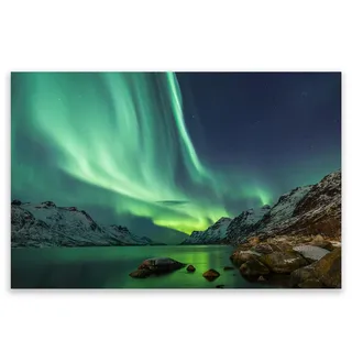 SMTDeco Herdabdeckplatte 80×52 cm – Mehr Arbeitsfläche, Spritzschutz & Schneidebrett – ESG Glas, kratzfest – für Induktion/Glaskeramikkochfeld – 1-teilig, Motiv Nordlichter Grün