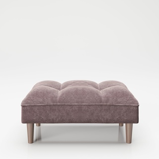 PLAYBOY - Ottoman "SCARLETT" gepolsterte Fussablage passend zum Sofa, Samtstoff in Rosa mit Massivholzfüsse, Retro-Design