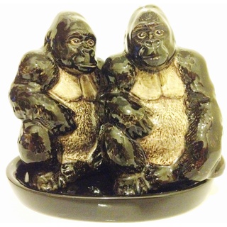 Salz- und Pfefferstreuer Tiere Set Keramik Gorillas handgefertigt