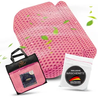 BURADIA Badewannenkissen inkl. Wäschenetz - Ultimativer Komfort und Entspannung mit neuester Air Mesh Technologie - Badekissen für Badewanne mit 7 starken Saugnäpfen - Nackenkissen/Kopfkissen (rosa)