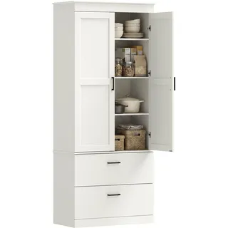 Homcom Hochschrank mit verstellbaren Regalen 75 x 39 x 178 cm Cremeweiß