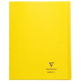 Clairefontaine 984606C - Notizbuch Koverbook, DIN A4+, 24x32 cm, 24 Blatt 90g, kariert 5/5 mit Rand, Einband aus transparentem Polypropylen, Gelb, 1 Stück