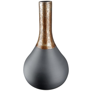 GILDE Deko Vase Flaschenvase aus Glas - Blumenvase Moderne Deko Wohnzimmer Tischdeko - Farbe: Schwarz Gold - Höhe 37 cm