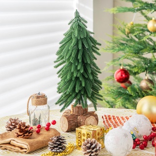 COSTWAY Künstlicher Mini Weihnachtsbaum, 40cm Kleiner Weihnachtsbaum auf Holzfuß, Tisch Weihnachtsbaum mit 200 Zweigspitzen, Tannenbaum Christbaum Kunst Kunsttanne Weihnachten, für Haus Büro, Grün