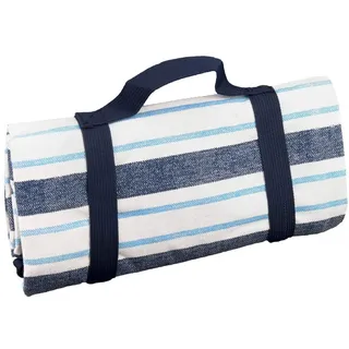 Les Jardins de la Comtesse - Quadratisch blau/Weiss gestreifte Picknick-Tischdecke/Picknickdecken - Baumwolle/wasserdichtes Polyester - 140x140cm - Alle Oberflächen und Gartentische - 4/6 Personen