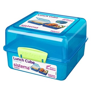 Sistema 6 Stück Lunchbox Cube To Go, 1,4 Liter, 14,5 x 15 x 9,5cm - Mint/Blau/Rosa