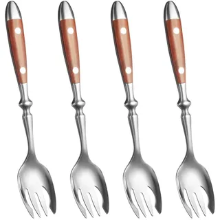 Cpolebev 4-Teiliges Göffel-Set, Metall-Göffel-Set mit Bakelit-, Salatgabeln, Göffel für Salat, Obst, Dessert