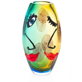 Aubaho Tischvase Glasvase Tischvase Gesicht moderne Kunst im Murano Stil Vase Blumenvase Glas