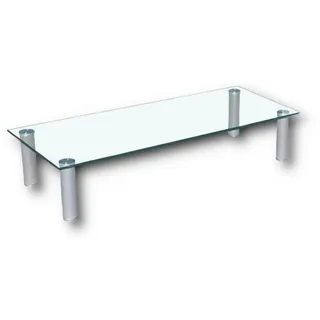 HOOZ TV-Aufsatz Klarglas mit Aluminiumfüßen - Ablage und Platzerweiterung 100x35cm, (modern, 1-St., mit Aufbauanleitung), aus Sicherheitsglas weiß 100 cm x 17 cm x 35 cm