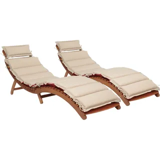 Merxx Havanna Sonnenliege 178 x 54 x 70 cm braun klappbar 2 Stück