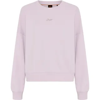 Sweater BOSS ORANGE "Ever Premium Damenmode", Damen, Gr. XL (42), light, pastel lila 533, Sweatware, Obermaterial: 100% Baumwolle, unifarben, oversize normal, Rundhals, Rippstrickbündchen, Sweatshirts Sweater, mit Logostickerei, aus Baumwolle