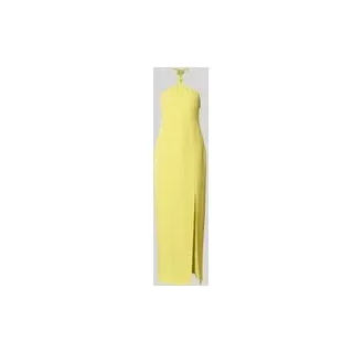 Neckholder-Maxikleid mit Gehschlitz, Hellgelb, 36