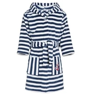 Playshoes Fleece-Bademantel Streifen maritim, 98/104