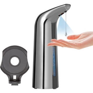 Automatischer Seifenspender 400ml mit Sensor Infrarot Elektrischer Seifenspender Automatisch für Badezimmer, Küchen, Hotel, Restaurant,öffentlicher Ort (Silber)
