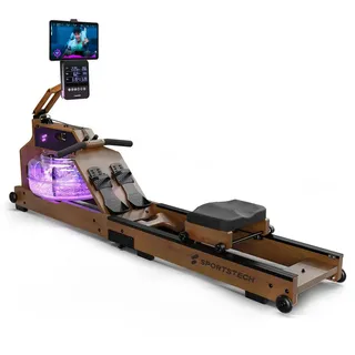 Sportstech Rudergerät WRX1000, Moderne LCD-Anzeige, LED-Feedback, Klappbar braun