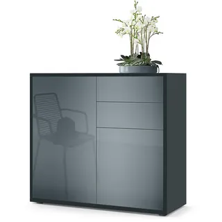 Vladon Ben V1 79 x 74 x 36 cm Schwarz matt/Grau Hochglanz