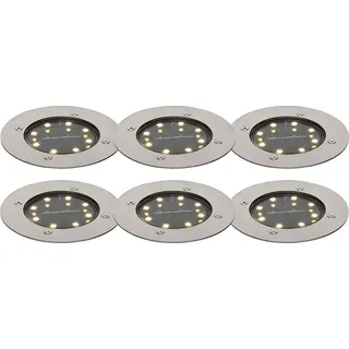 6er Set Bodenstrahler Stahl inkl LED IP65 Solar Terry - Grau