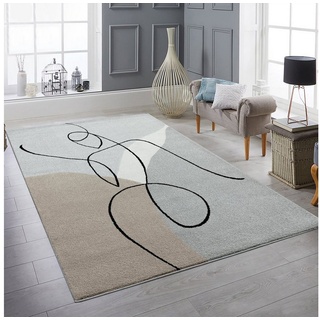 Teppich Kurzflor-Teppich in Pastelltönen mit Abstrakter Silhouette, Teppich-Traum, rechteckig, Höhe: 9 mm, Fußbodenheizungsgeeignet braun|grau|schwarz|weiß 120 cm x 170 cm x 9 mm