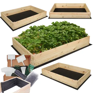 MODO24 Hochbeet Holz, Kräuterbeet, Gartenbeet, Pflanzkasten, Blumenbeet, für Garten und Terrasse, Kiefernholz, Massivholz, Naturholz, Gemüsegarten, Abmessungen 18x120x80 cm, Farbe: Natur