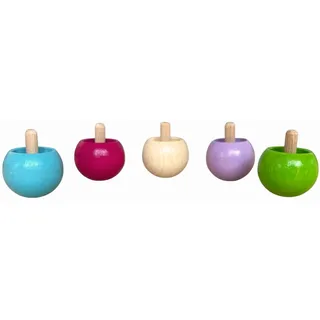 GICO Umkehrkreisel Holz Stehauf Kreisel -  Set 4 x Pastellfarben 1 x Natur