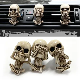 PLUSYES Totenkopf Auto Lufterfrischer Clips, Gothic Deko Innenraum, Horror Halloween Skelett Auto Accessoires, Lustiges Geschenk für Männer und Frauen