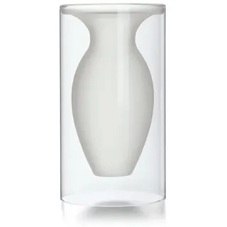PHILIPPI Kugelvase, Glas, mundgeblasen in Glasröhre weiß