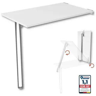 KDR Produktgestaltung Klapptisch 80x50 Wandklapptisch Esstisch Küchentisch Schreibtisch Wand Tisch, Weiß weiß