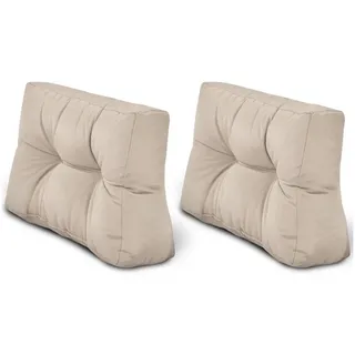 Beautissu Palettenkissen 60 x 40 x 20 cm beige 2-tlg.
