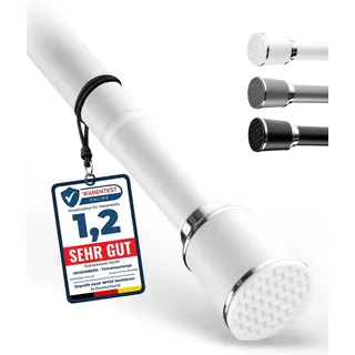 MEISENBERG Teleskopstange zum Klemmen 270-320cm, Ø32mm - Teleskopstangen | Werkzeuglose Montage, Rostfrei & Rutschfest - Gardinenstange für Fenster, Tür, Bad, Dusche, Schrank, Balkon, Trennwand, Weiß