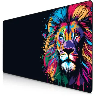 Titanwolf XXXL Übergröße Mauspad 1200x600mm, Gaming Mousepad Groß,120x60 cm Tischunterlage Large Size, verbessert Präzision und Geschwindigkeit XXXL, für Logitech Maus und Tastatur, Colour Lion