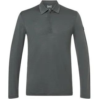 super.natural Zip Polo LS dark shadow melange XXL