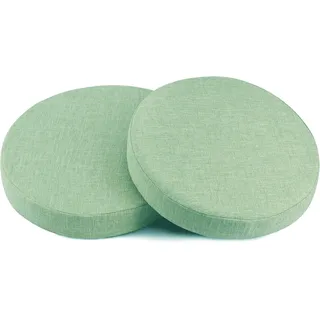 Rund Sitzkissen 35/50/40/30/45 cm Stuhlkissen 2 Pieces Leinen Sitzpolster Abnehmbares Memory Schaum Runde Sitzauflage für Stuhl Bank Hocker Küche Esszimmer Garten Büro(Hellgrün,Diameter: 35CM/14in)