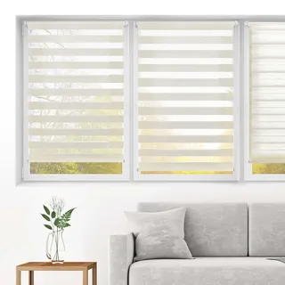 Blindecor - Indus doppelrollo klemmfix ohne bohren - duo rollo klemmfix Leinfarben - 70 x 220 cm (Breite x Länge) Stoffgröße 67 x 215 cm