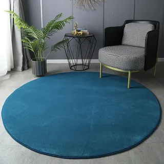 PALVIT Runde Teppiche, 180 x 180 cm, weicher, flauschiger, großer Teppich für Wohnzimmer, Küche, zottelige, dicke Matte für Schlafzimmer, Nachttisch mit rutschfester Unterseite, maschinenwaschbare