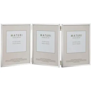 Maturi 9 x 13 cm Bilderrahmen für 3 Fotos, versilbert, dünner Rand, 3,5 x 5 Zoll - 9 x 13 cm