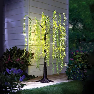 3 Pagen® Solar Lichterbaum für den Garten, Deko Weidenbaum Garten groß mit 120 LEDs warmweiß, XL-Solar-Lichterbaum, Gartendekoration Solarbetrieben, Gartenleuchten H 150 cm Weide